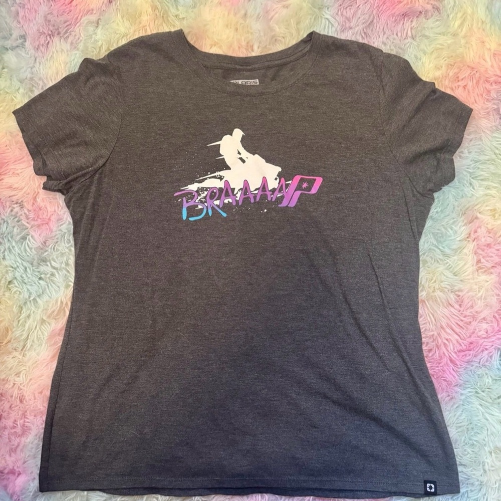 Polaris Gray Snowmobile Graphic Tee Women’s 2XL